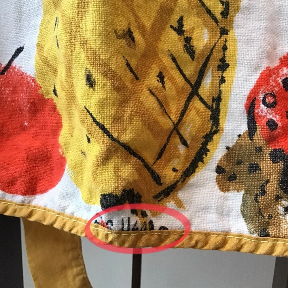 Vintage 2 Aprons Vera Neumann Retro 1960/1970 Half Apron Linen Gold‎ Hostess …